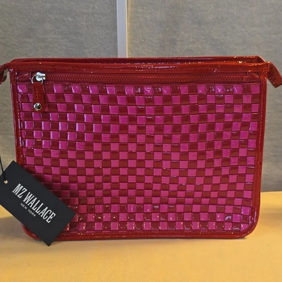 NWT MZ Wallace Pink Woven Glossy Cosmetic Pouch - Picture 2 of 6